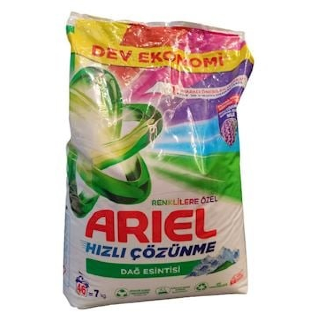 Yuyucu toz rəngli paltarlar ücün hızlı çözünme dağ əsintisi Ariel 7 kg