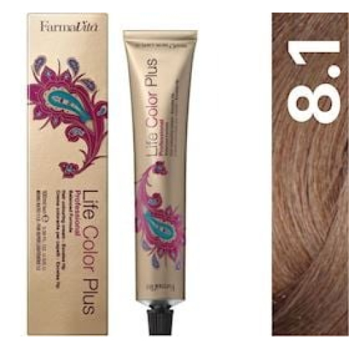 Saç üçün qalıcı krem-boya Farmavita Life Color Plus 8.1 Açıq küllü blond