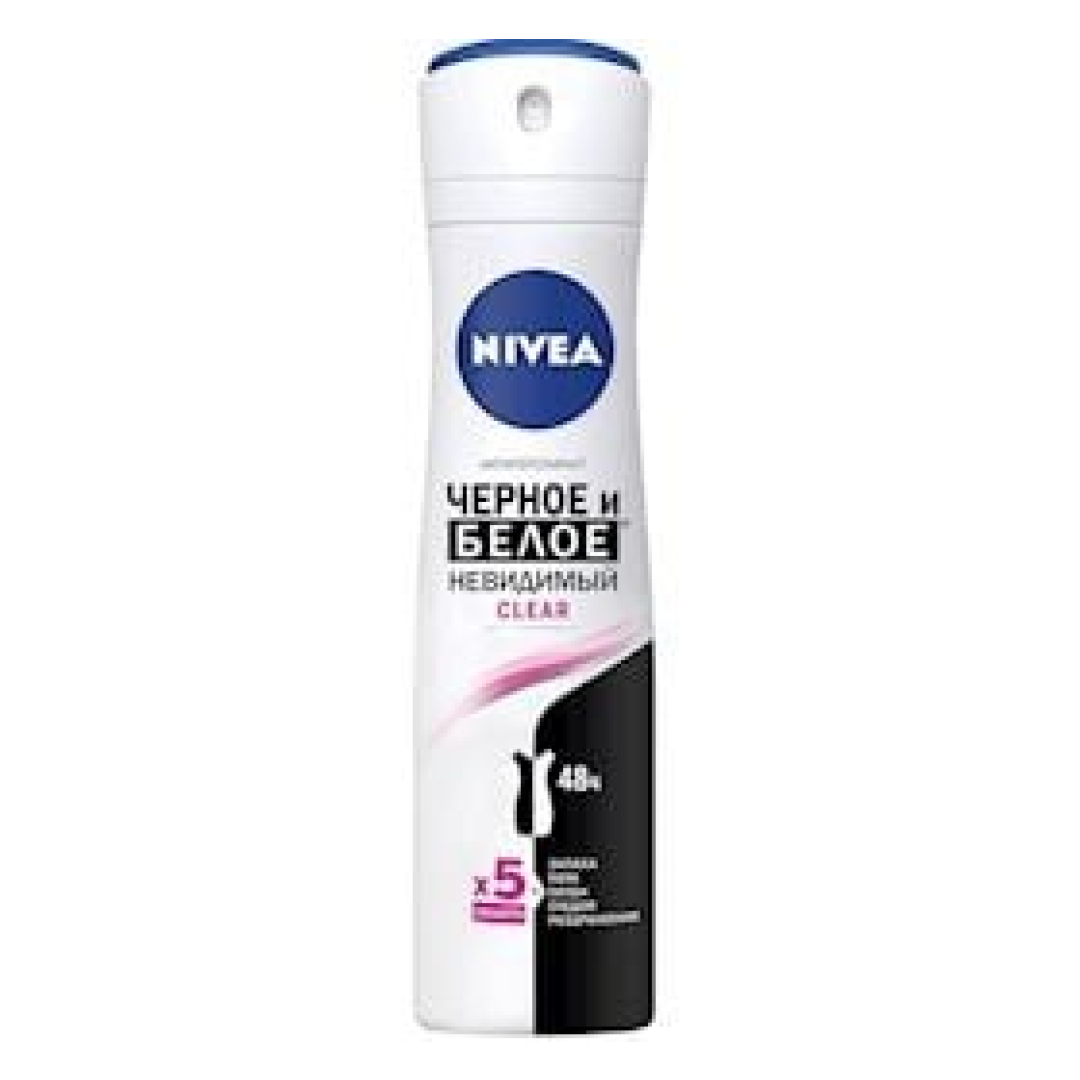 Dezodorant-antiperspirant Nivea Clear Görünməz qara və ağ 150 ml