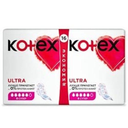 Gigiyenik bezlər Kotex Ultra Dry Super, 16 əd