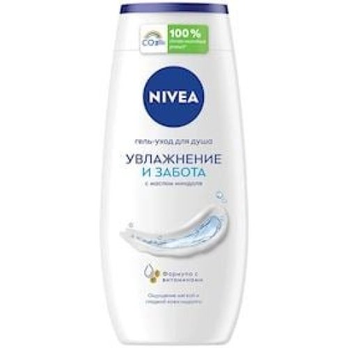 Duş üçün krem-gel Nivea Nəmləndirmə və Qayğı, Badam yağı ilə, 250 ml 