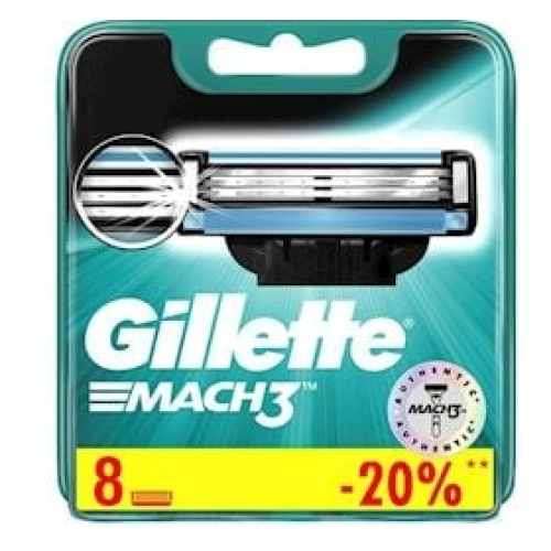 Dəyişdirilə bilən kassetlər Gillette Mach3, 8 ədəd