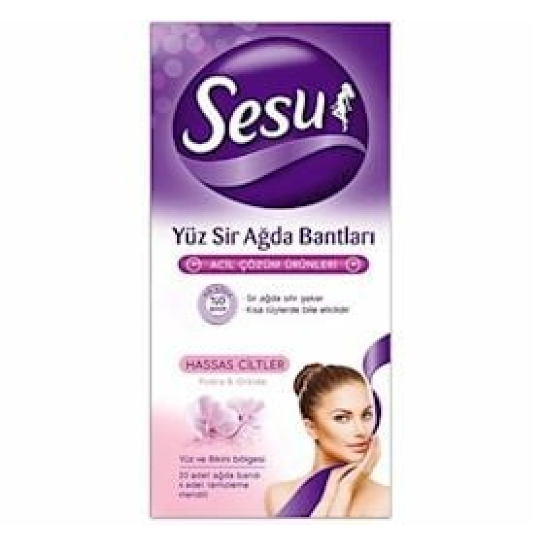 Üz və bikini depilyasiyası üçün mum zolaqlar Sesu Sir Wax Tape, 20 zolaq + 4 salfet 