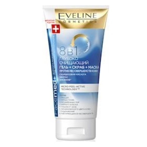 Gel Eveline Facemed+ dərinin qüsurlarına qarşı dərindən təmizləyən 8i 1də 150 ml