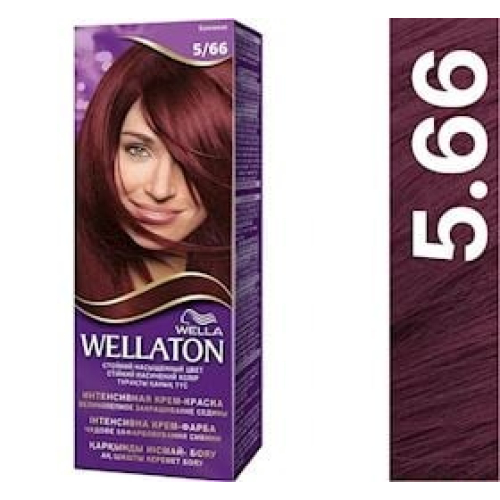 Krem-boya saç üçün Wella Professionals Wellaton 5/66 Badımcan 50 ml