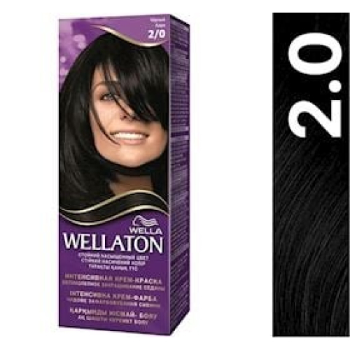 Krem-boya saç üçün Wella Professionals Wellaton 2/0 Qara 50 ml