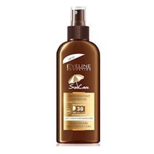 Günəşdən qoruyucu suyadavamlı yağ Eveline Cosmetics Sun Care Water Resistant Suntan Oil arqan yağı ilə SPF30 150 ml