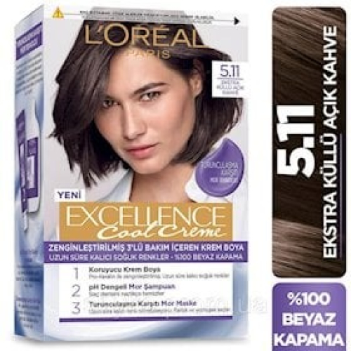 Saçlar üçün davamlı boya L’Oreal Paris Excellence Cool Creme, çalar 5.11, Ultra kül açıq şabalıdı, 192 ml