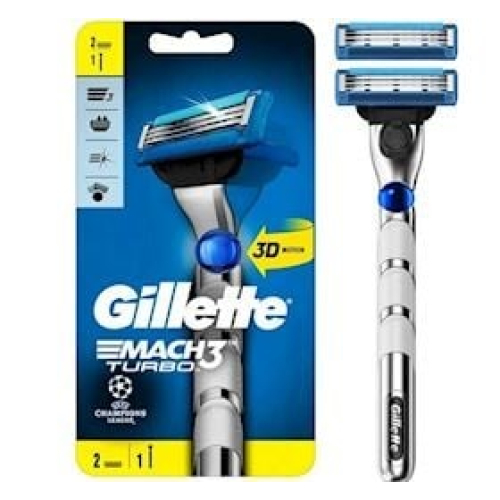 Təraş üçün ülgüc Gillette Mach3 Turbo 3D, 2 dəyişdirilə bilən kasset ilə