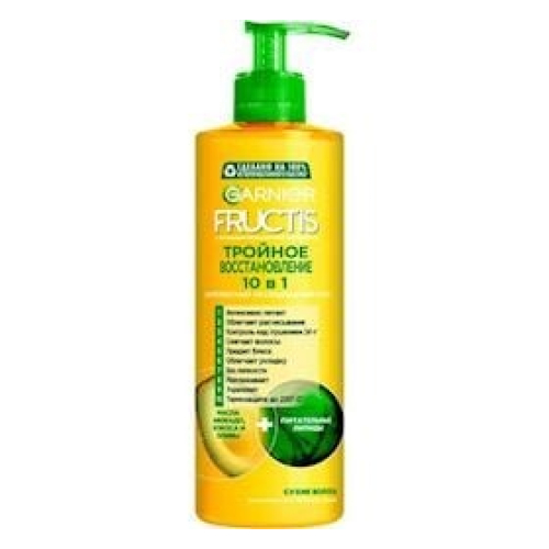 Saç kremi Garnier Fructis Üçlü bərpa 10-ü 1-də yuyulmayan 400 ml