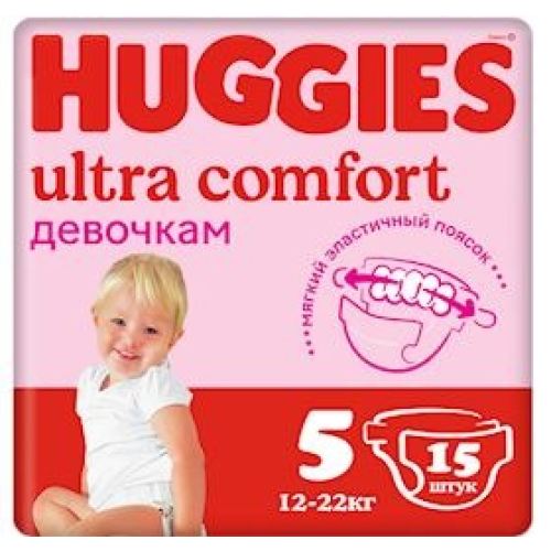 Uşaq bezi Huggies Ultra Comfort Qızlar üçün 5, 12-22 kq, 15 əd.