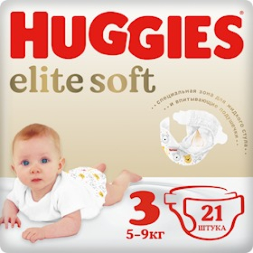 Uşaq bezi Huggies Elite Soft 3, 5-9 kq, 21 əd.