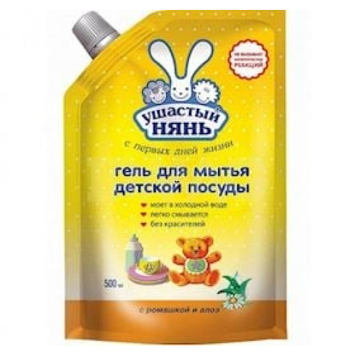 Uşaq qablarını yumaq üçün gel Ушастый нянь Çobanyastığı və aloe, 500 ml