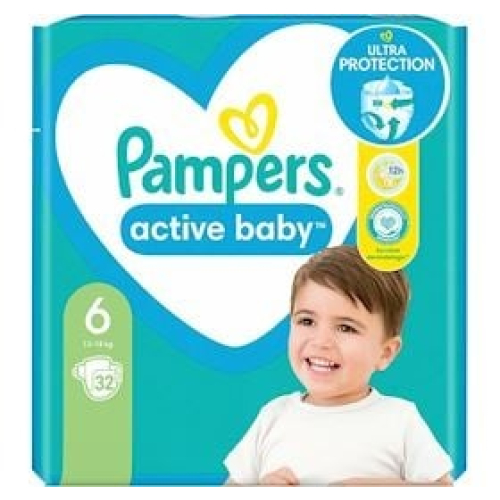 Uşaq bezləri Pampers Active Baby, N6, 13-18 kq, 32 ədəd