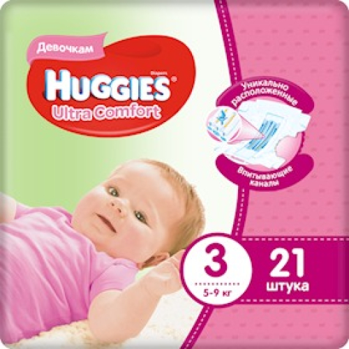 Uşaq bezi Huggies ultra comfort N3 5-9 kg 21 ədəd qız ücün