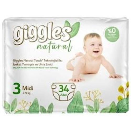 Uşaq bezi Giggles Natural twin pack midi N3 5-9 kg 34 ədəd