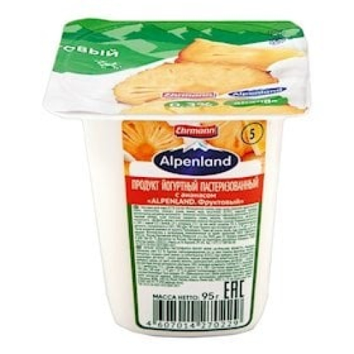 Yoqurt Alpenland Ananas ilə 95 q, 1 əd