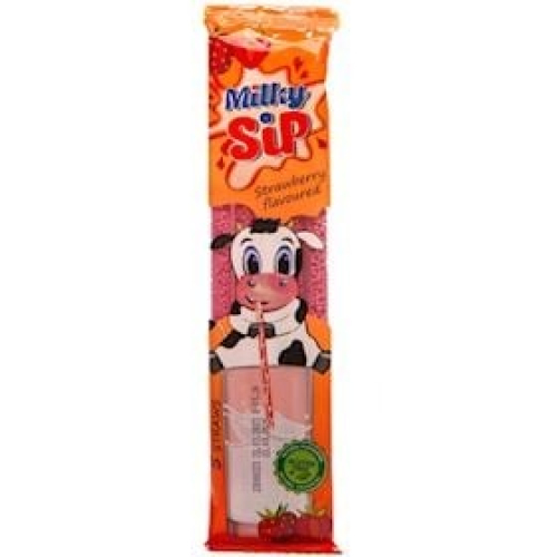 İçki üçün çubuqlar Milky Sip Strawberry, 5 əd