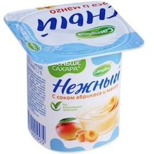 Yoqurt ərik və manqo ilə Нежный Campina 1,2% 100 q