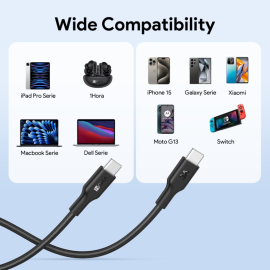 1HORA Cable Type C To Type C 3A 1M CAB272 Black