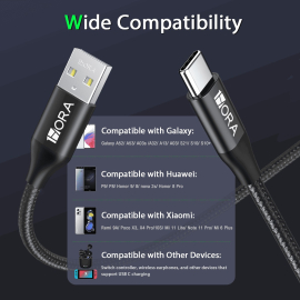 1HORA Cable USB To Type C 2.4A 1M CAB249 Black