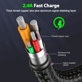 1HORA Cable USB To Type C 2.4A 1M CAB249 Black