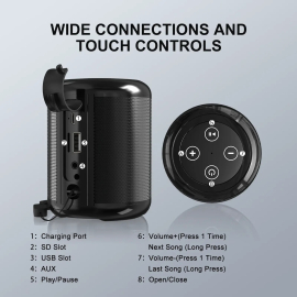 Dinamik 1HORA Portable Bluetooth Speaker BOC062 Black