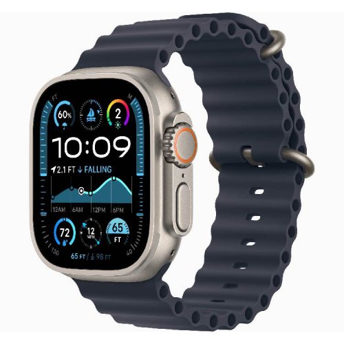 Smart saat Apple Watch Ultra 2 GPS + Cellular 49mm Natural Titanium Case with Navy Ocean Band