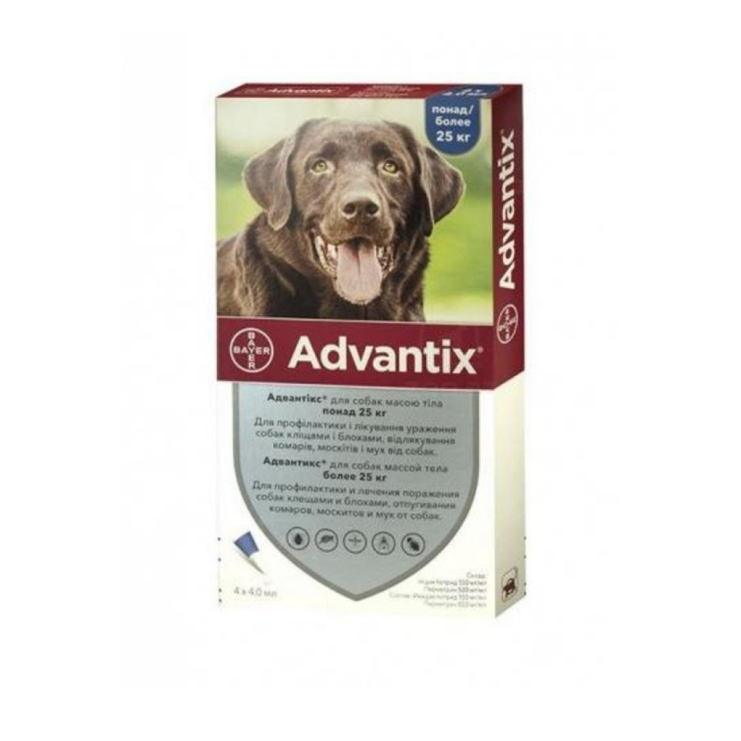 25kq-dan böyük itlər üçün Advantix damcıları, 1 pipet borusu 4,0 ml