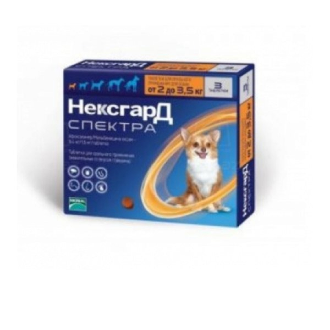 Çəkisi 2-3,5 kq arasında olan itlər üçün Nexgard Spectra çeynənən tablet