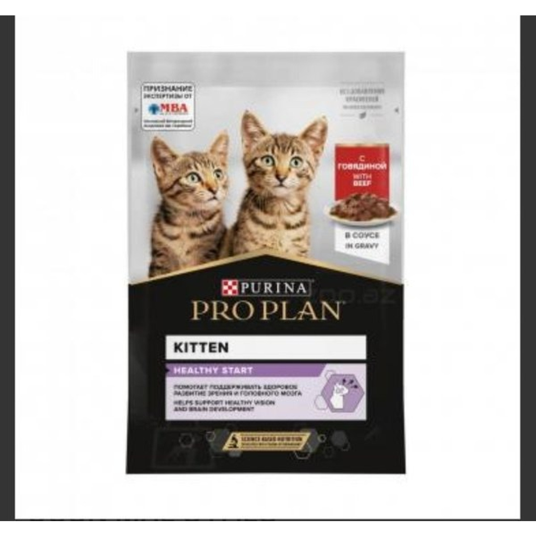 Yaş pişik yemi ProPlan Bala Pişik üçün Mal Ətli Sous (85qr)