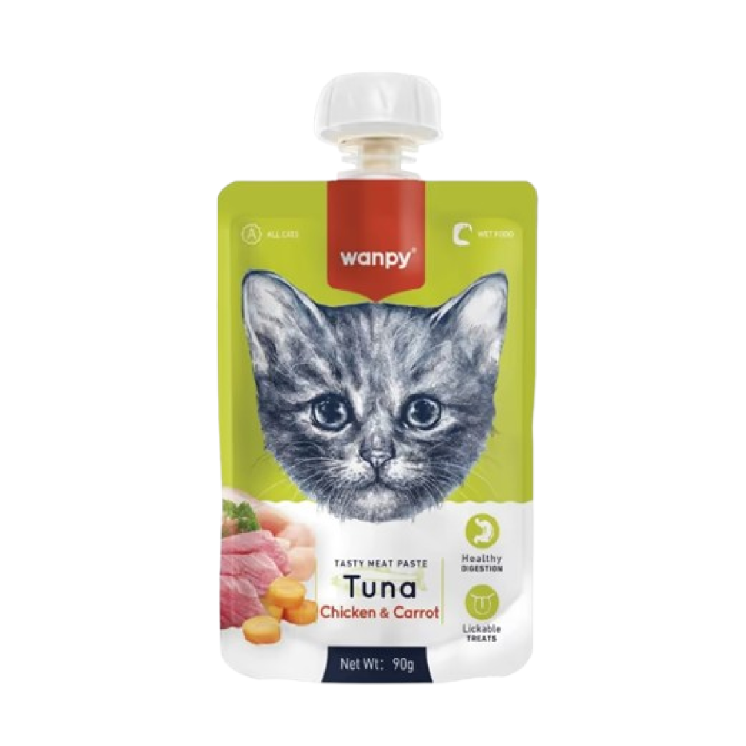 Wanpy Tasty Meat Paste Pouch Tuna, Chicken & Carrot 90 qr (1545)