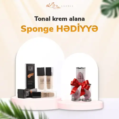 Tonal krem alana sponge hədiyyə, Elza's Lashes