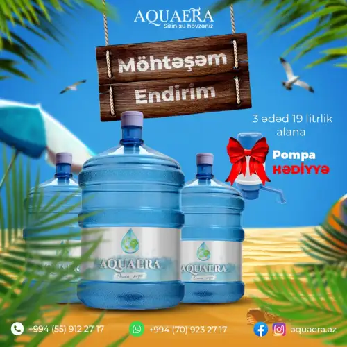3 ədəd 19 litrlik alana pompa hədiyyə, Aquaera