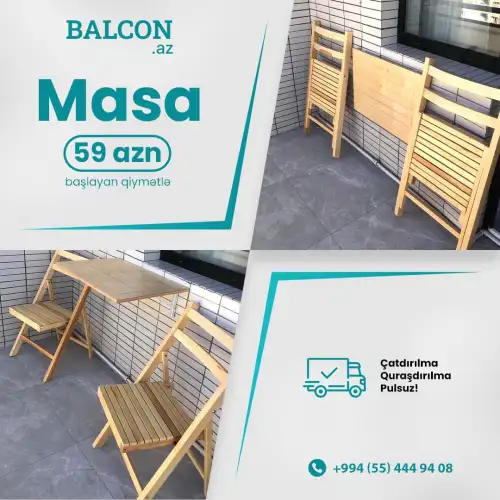 Açılıb yığılan dikt masa dəsti satışı, Balcon