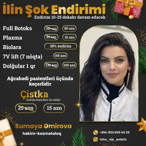 Kosmetoloji prosedurlara endirim, Sumaya Əmirova