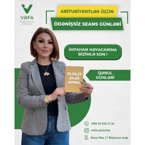 Abituriyentlər üçün ödənişsiz seanslar, Vəfa Rəşidova Demir