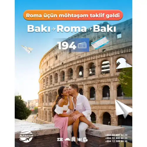 Bakı-Roma-Bakı aviabiletlər, Alfa Travel
